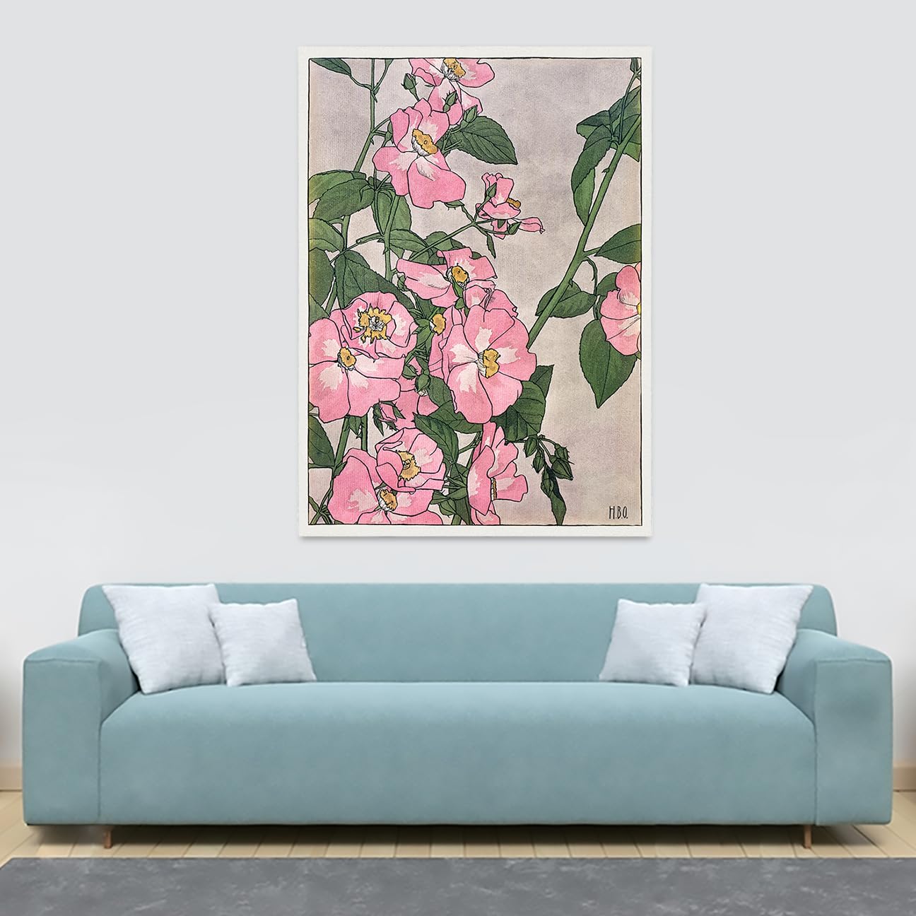 Amazon.com: Prairie Rose Floral Pink Wall Art by Hannah Borger